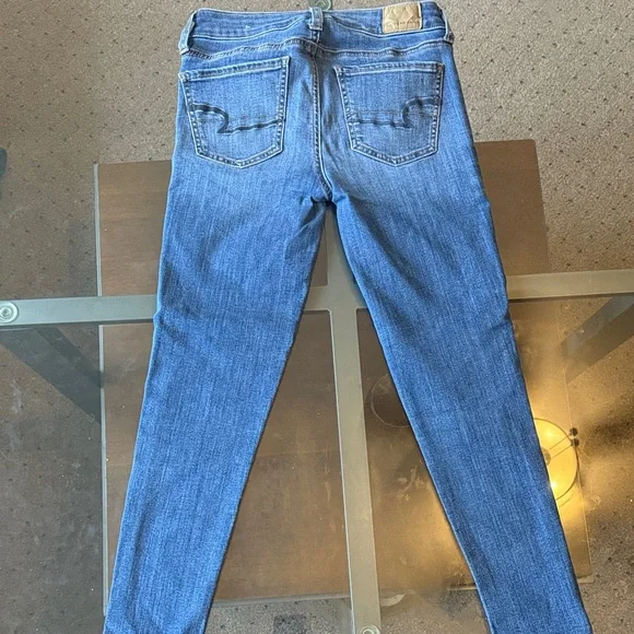 2 Pair American Eagle Outfitters Dark Blue Distressed Jeans - Picture 7 of 7